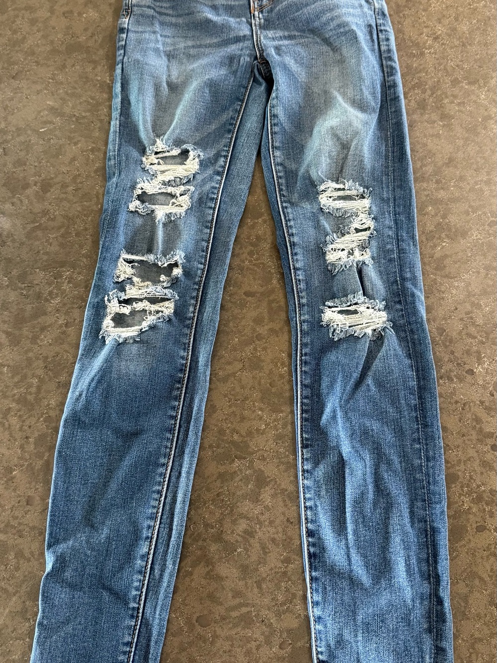 American Eagle Outfitters Distressed Blue Skinny Jeans